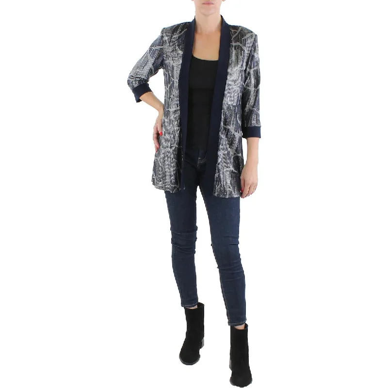 Great Deals R&M Richards Womens Knit Metallic Duster Blazer