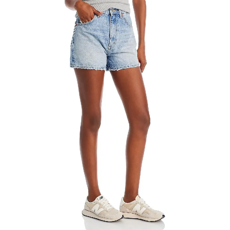 Online Only RE/DONE Womens Mini Distressed Denim Shorts