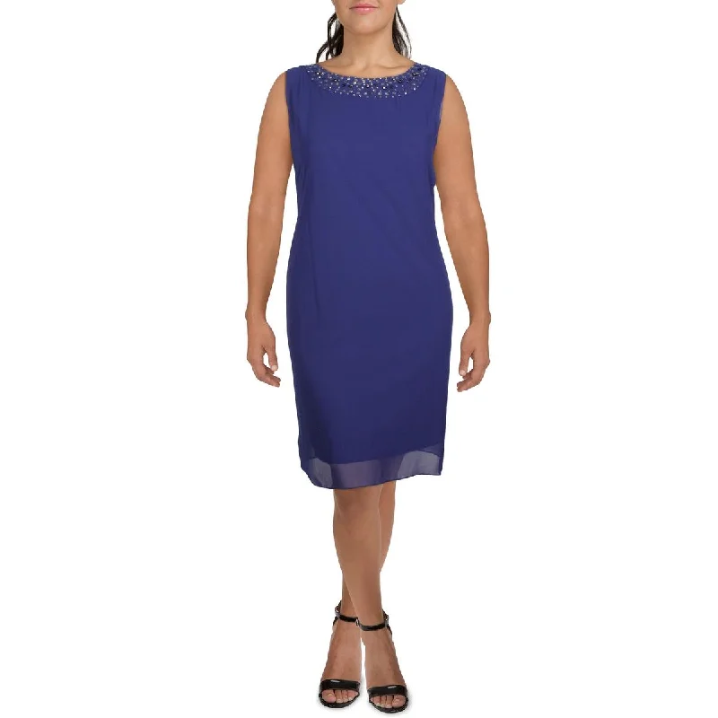 Price Cut SLNY Womens Plus Chiffon Embellished Shift Dress