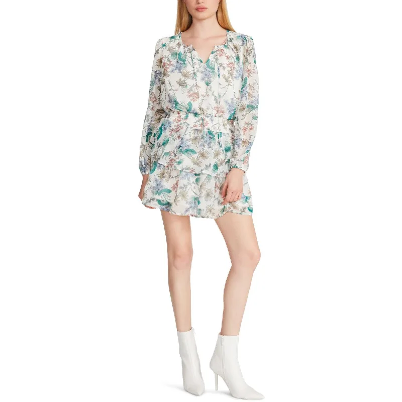 Online Specials Steve Madden Women's Printed Smocked Tiered Blouson Mini Dress