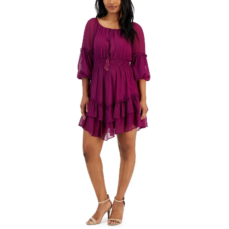 Time-Limited Offer Taylor Womens Tiered Chiffon Sheath Dress