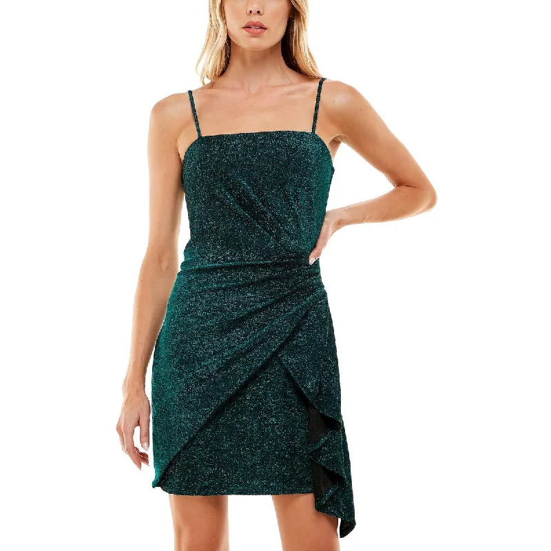 Price Reduction Trixxi Womens Juniors Metallic Gathered Mini Dress