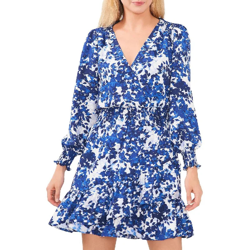 Savings Galore Vince Camuto Womens Chiffon Floral Print Mini Dress
