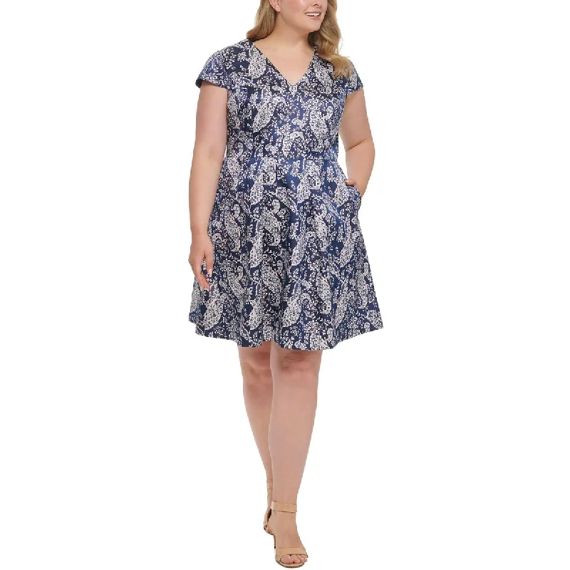 The Best Prices Vince Camuto Womens Plus Cocktail Above-Knee Fit & Flare Dress