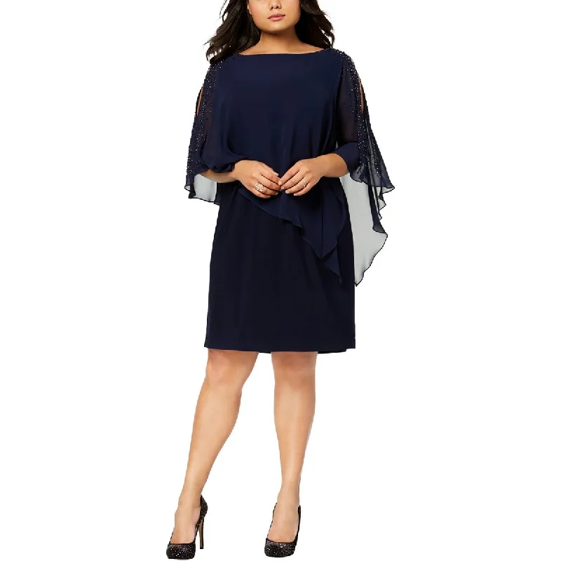 Final Clearance X by Xscape Womens Plus Chiffon Beaded Cocktail and Party Dress