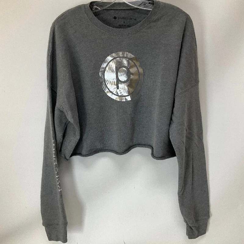 Last Chance Athletic Top Long Sleeve Crewneck By Cmb In Grey, Size: L