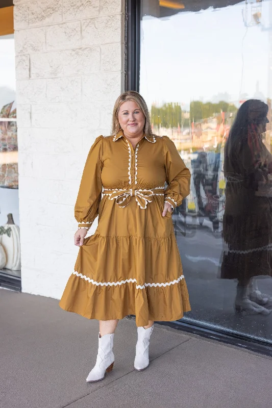 Special Promotion Autumn Design Toffee Midi Dress
