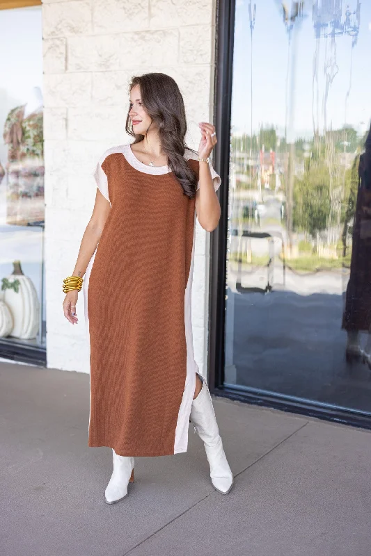 Bargain Prices Autumn Midi Caramel  Dress