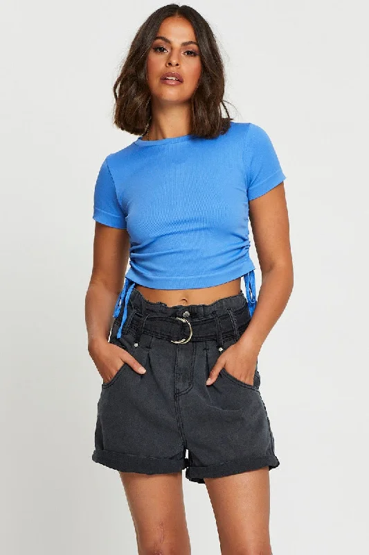 Markdown Madness Black Belted Denim Shorts High Rise