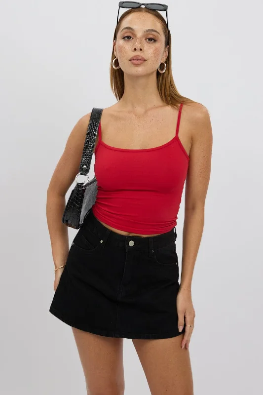 Quick Sale Black Denim Skort Skirt High Rise