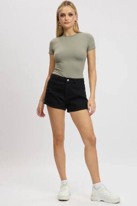Limited Time Black Relaxed Shorts Low Rise