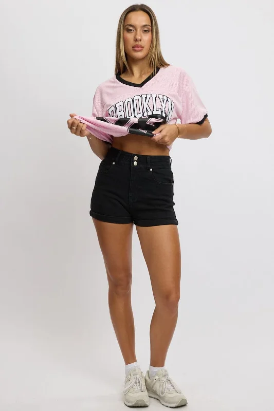 Steals and Deals Black Skinny Denim Short High Rise