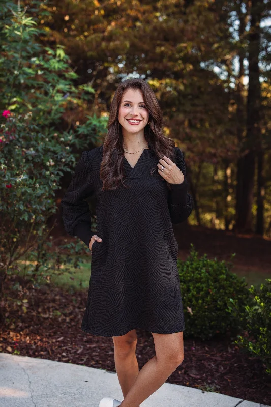 Friends and Family Sale Simply Charming Black Textured Dress