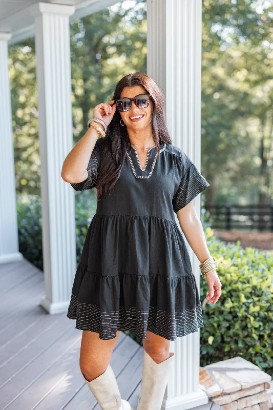 Low Prices Adventuress Spirit Black Tiered Dress