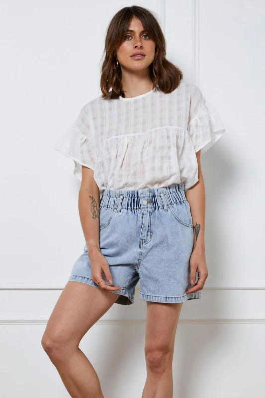 Huge Discounts Blue Paper Bag Jeans High Waist Denim
