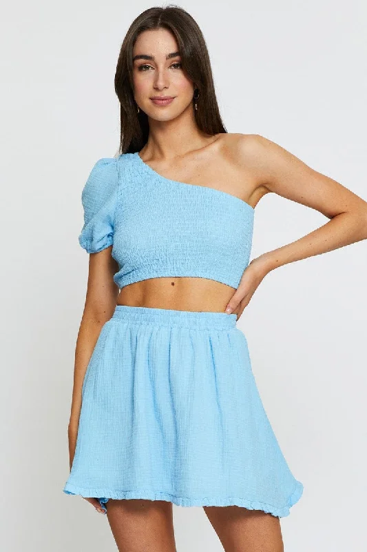 Value Deals Blue Skater Mini Skirt