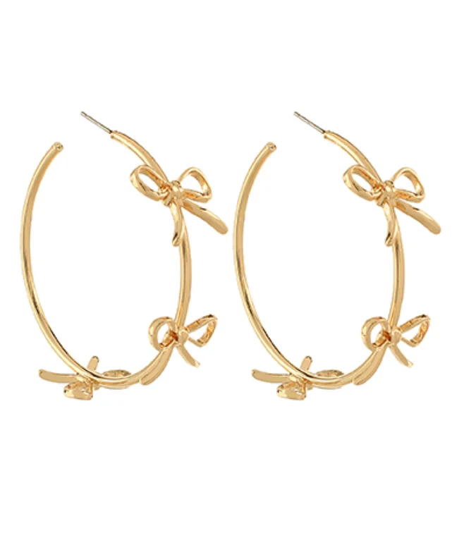 TIME-Limited Offer Bow Gold Hoop Earrings