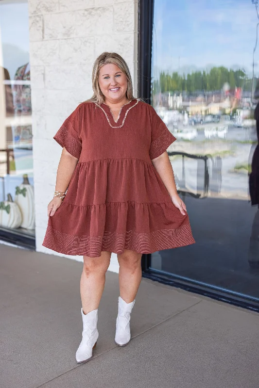 Special Price Adventuress Spirit Brown Tiered Dress