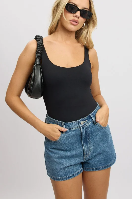 Extra Discounts Denim Mini Relaxed Shorts High Rise
