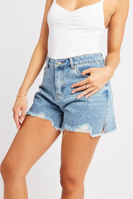 Denim Relaxed Denim Short Mid Rise