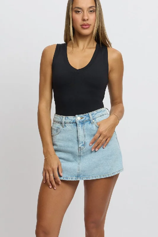 Shop and Save Denim Skort Skirt High Rise