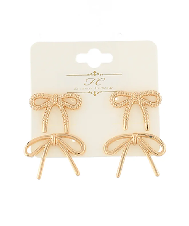 Weekend Deal Double Cuteness Bow Earrings