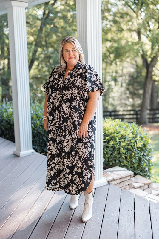 Don't Wait Floral Whispers Black Maxi Dress