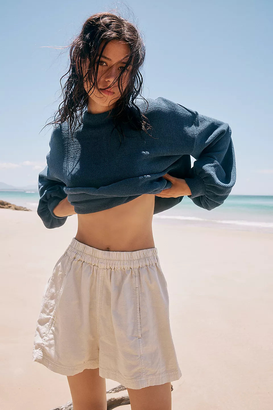 Best Bargains Free People Get Free Poplin Pull-On Shorts - NILLA CREAM