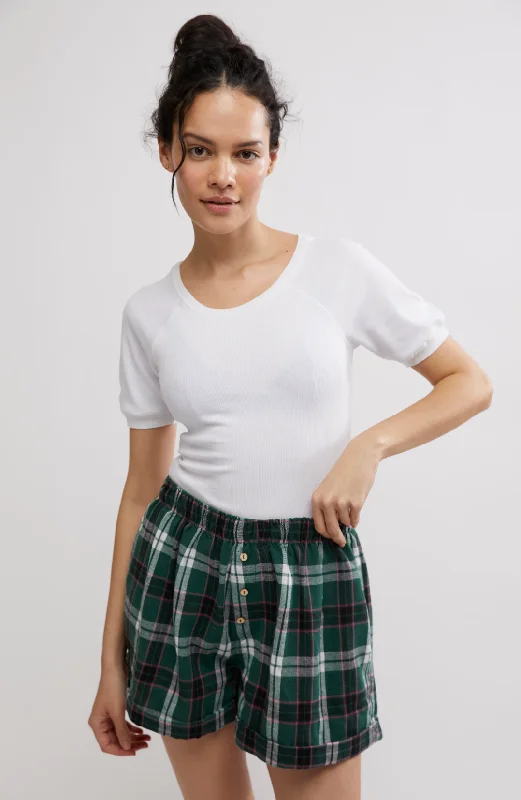 Year-End Clearance Free People Sunday Morning Boxer - EVERGREEN COMBO