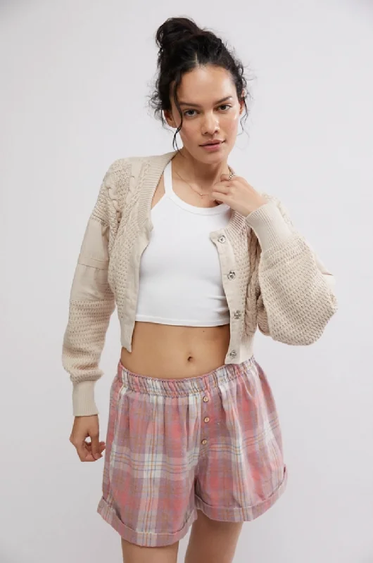 Time-Limited Offer Free People Sunday Morning Boxer - PEACHY PINK COMBO