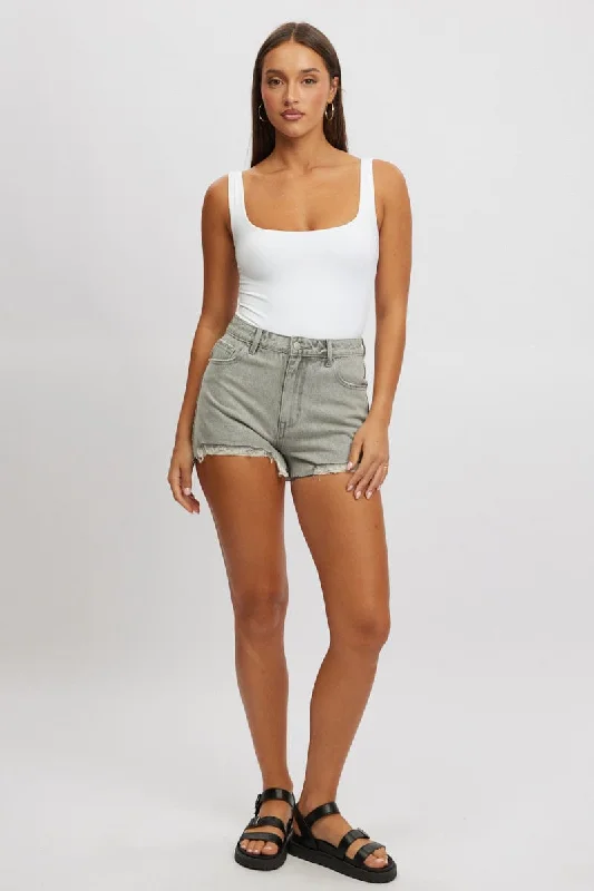 Great Bargains Grey Relaxed Shorts Mid Rise