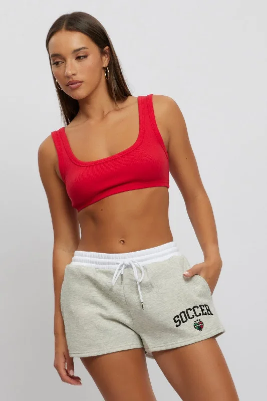 Unmissable Offer Grey Track Shorts Contrast Waist Band