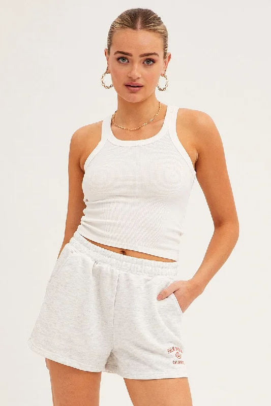 Midnight Madness Grey Track Shorts High Rise Elastic Waist