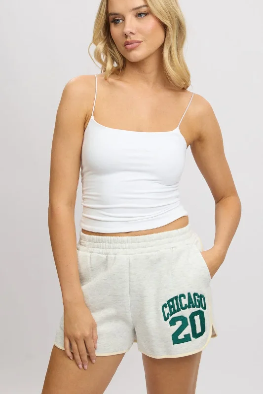 Super Sale Grey Track Shorts High Rise Elastic Waist