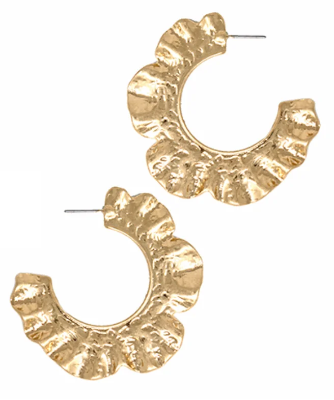 Super Bargain Hammered Gold Half Hoop Earrings