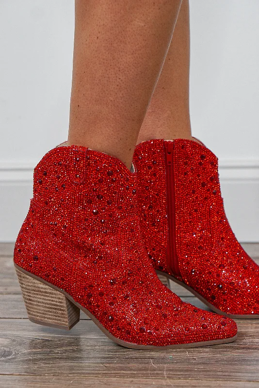 Discount Deals Harlow Red Rhinestone Western Boot