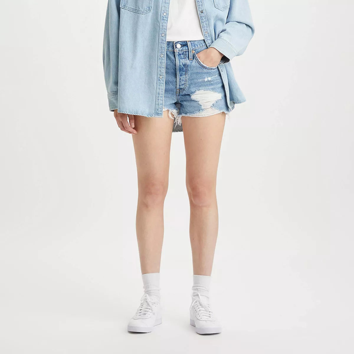 Super Deal Levi's 501 ORIGINAL FIT HIGH RISE WOMEN'S SHORTS - QUIET RIOT