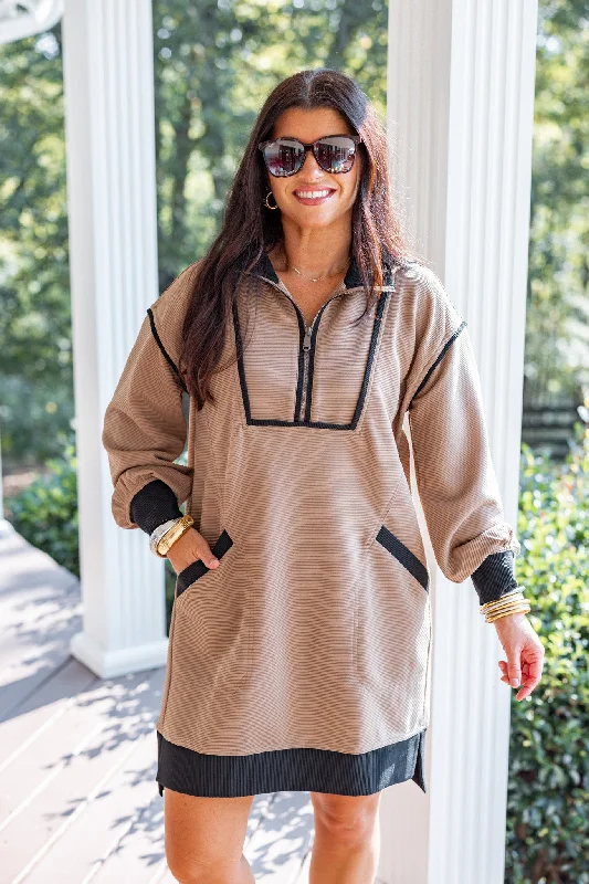 Steals and Deals Stylish Favorite Mocha Textured Dress
