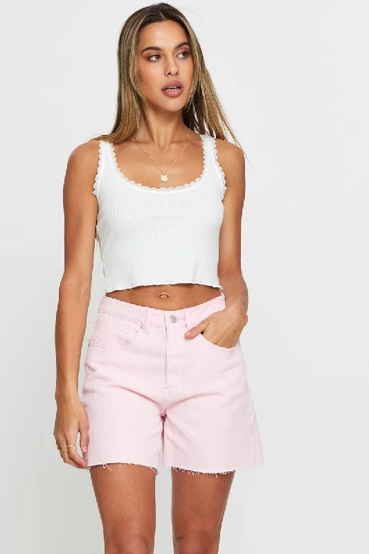 Mega Deal Pink High Rise Denim Shorts