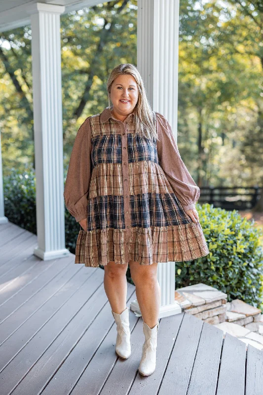 Take Advantage Pretty Plaids Flannel Babydoll Dress