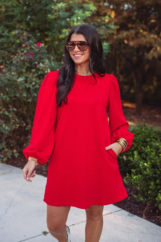 Special Offer Always Trending Red Textured Dress