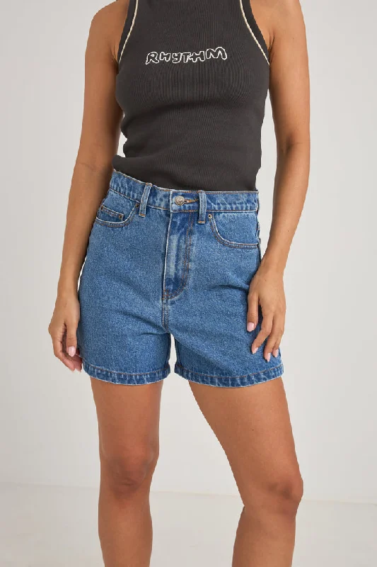 Bargain Bin Rhythm Brisa High Waist Denim Short - SEA BLUE