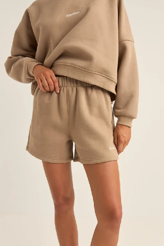 Special Discount Rhythm Logo Fleece Shorts - TAUPE