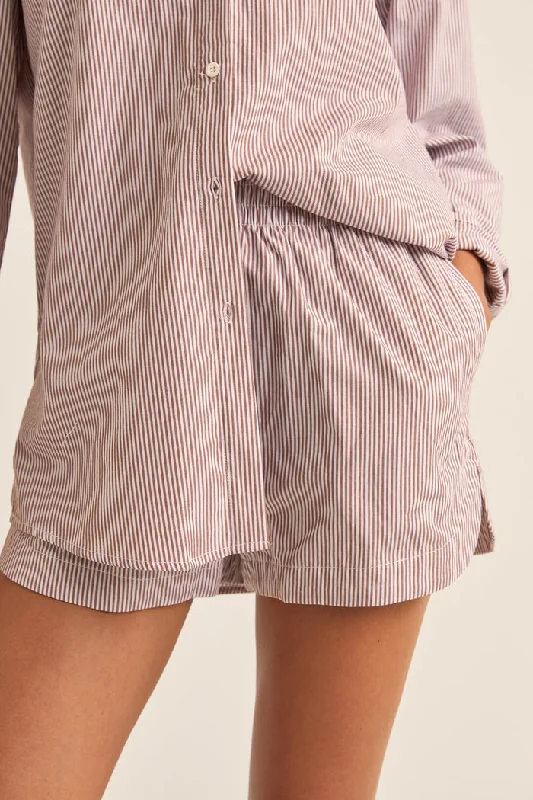 Act Now Rhythm Zephyr Stripe Beach Short - CHOCOLATE