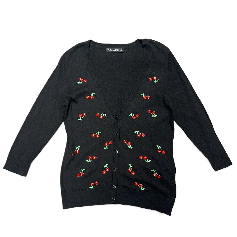 Price Reduction Sweater Cardigan By New York And Co In Black & Red, Size: M
