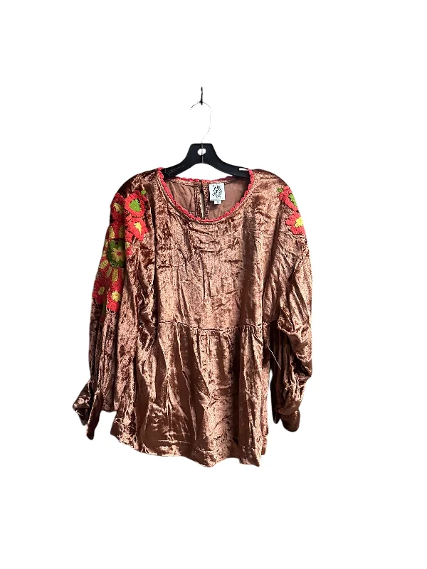 Limited Time Discount Top Long Sleeve By Ivy Jane In Brown, Size: S