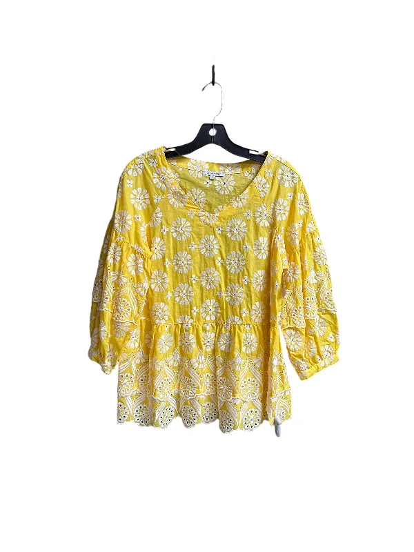 Buy Now Top Long Sleeve By John Mark In Yellow, Size: S
