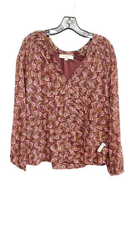 Exclusive Deal Top Long Sleeve By Loft In Purple, Size: M