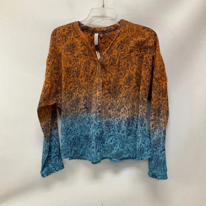 Midnight Sale Top Long Sleeve By Pilcro In Blue & Orange, Size: Xs