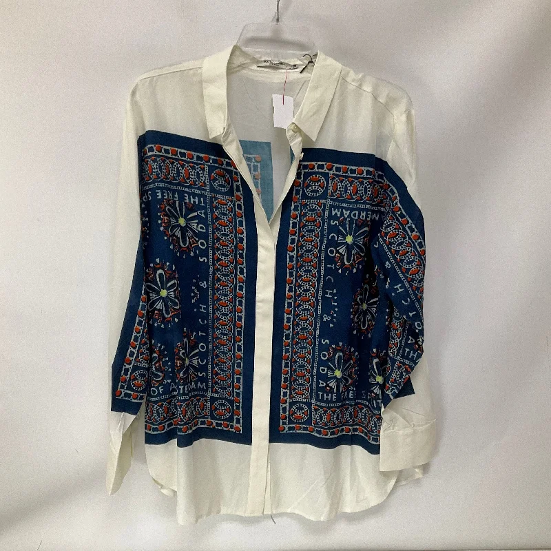 Deal Dash Top Long Sleeve By Scotch & Soda In Blue & Cream, Size: 8